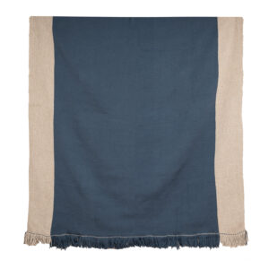 Alfombra telar L azul con franjas beige