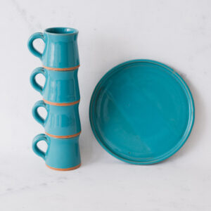 set plato y 4 tazas colores (4)