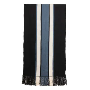 Piecera telar XL azul, negro y crudo 224x115 cm.