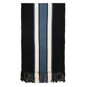 Piecera telar XL negro, azul y crudo 245x110 cm.