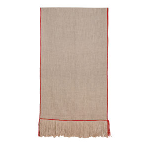 Piecera telar XL gris con rojo 224 x 111 cm.