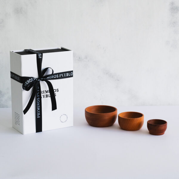 set 3 bowls madera caja