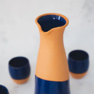 Jarra 6 vasos greda enlozada DE_2