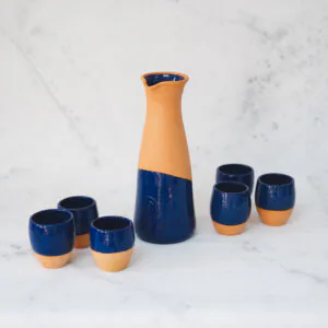 Jarra 6 vasos greda enlozada DE_3
