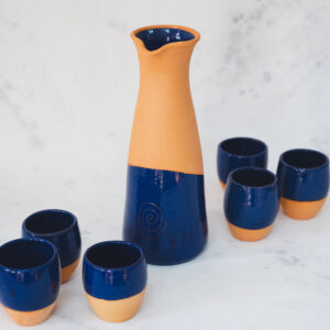 Jarra 6 vasos greda enlozada DE_4