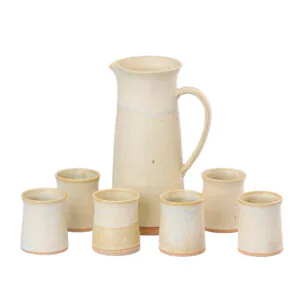 jarra ceramica con asa y 6 vasos