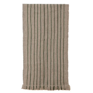 Bajada de cama gris con líneas verdes 143 x 70 cm.