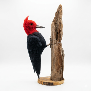 Escultura Pajaro carpintero fieltro agujado Fieltros Denisse