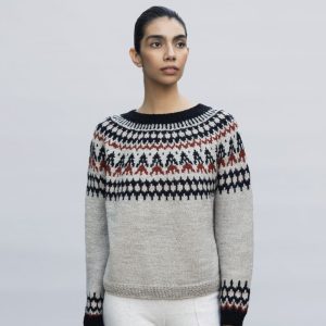 Sweater jacquard mujer gris claro