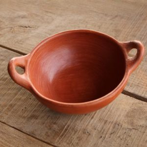 Paila de greda con orejas 16x6 cm.