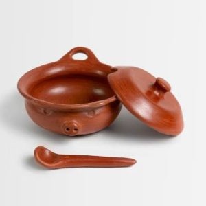 Pocillo de greda pebre chancho con tapa