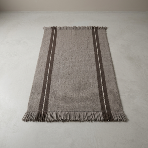 Bajada de cama gris y café 145x69 cm.