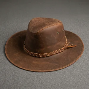 Sombrero de cuero L color chocolate