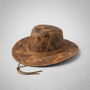 Sombrero de cuero M color tierra manchado